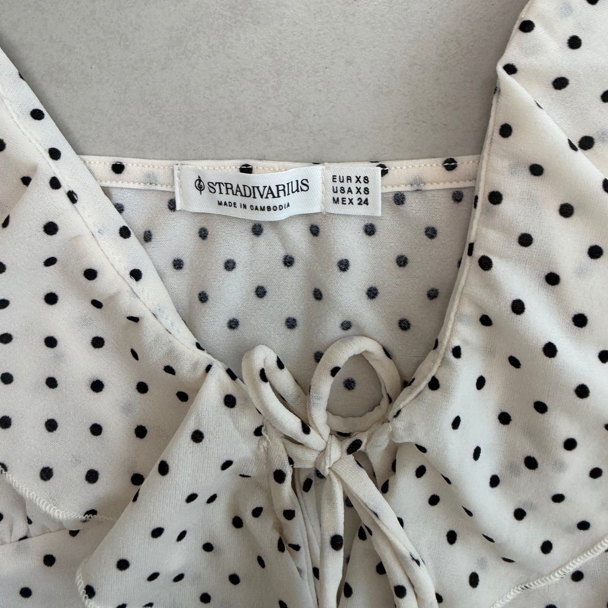 Stradivarius Polka Dot Tie Front Top