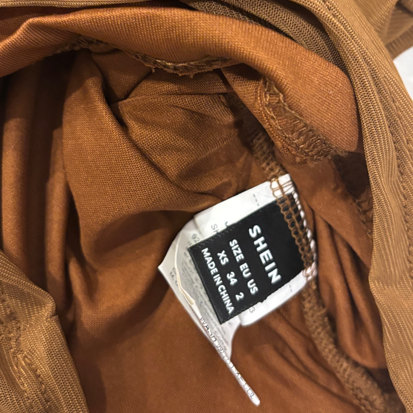 Shein Brown Bandeau Ruched Mesh Midi Dress