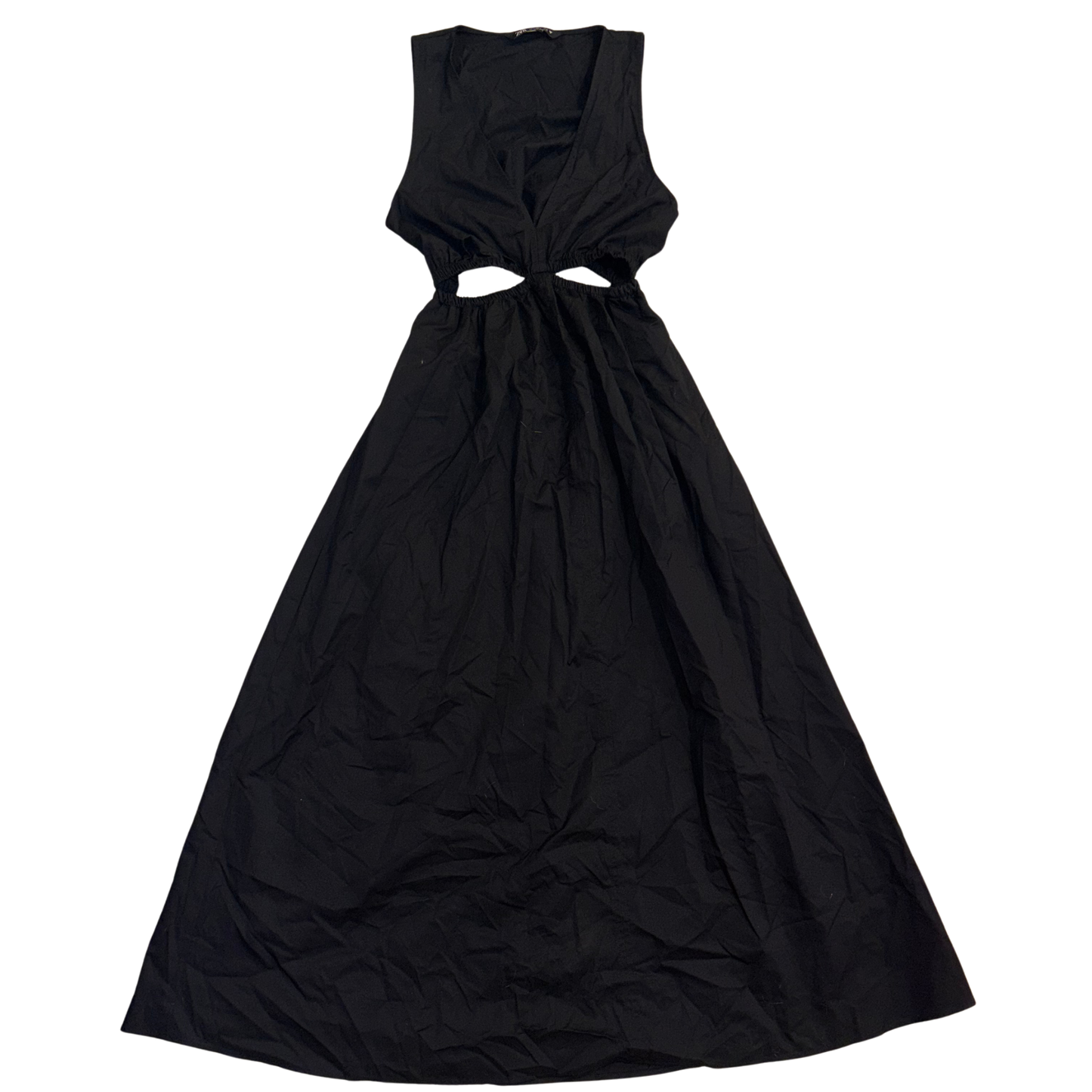 Zara Black Linen Cutout Maxi Dress