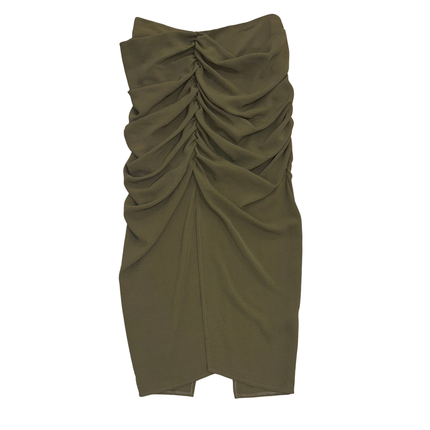 Zara Green Ruched Front Midaxi Skirt