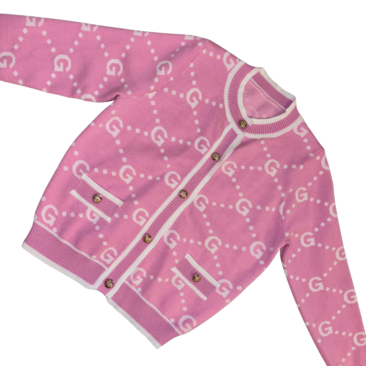 Pink ‘G’ Logo Button Up Cardigan
