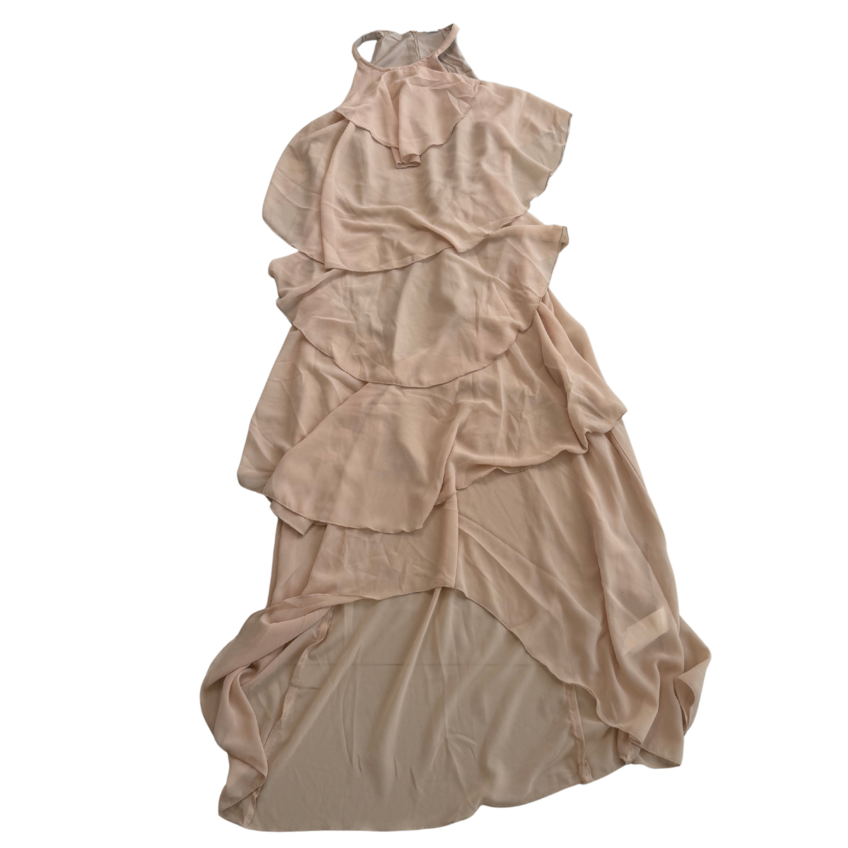 Beige Tiered Ruffle Midaxi Dress
