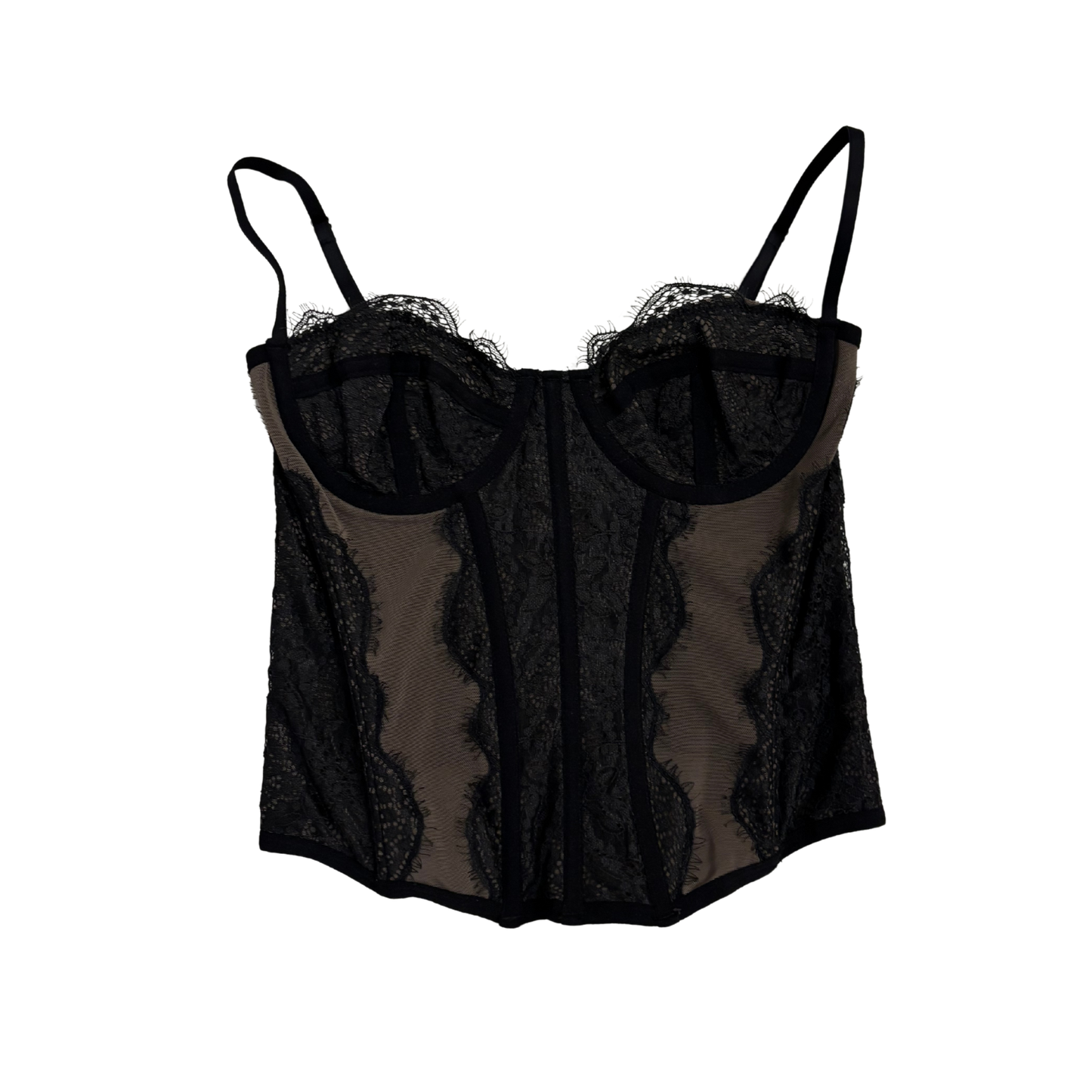 Black Lace & Mesh Corset Top