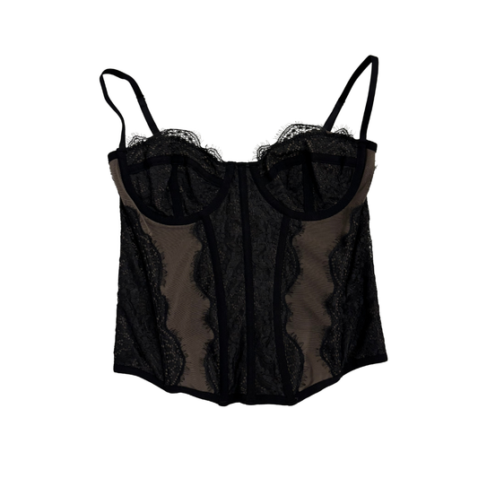 Black Lace & Mesh Corset Top
