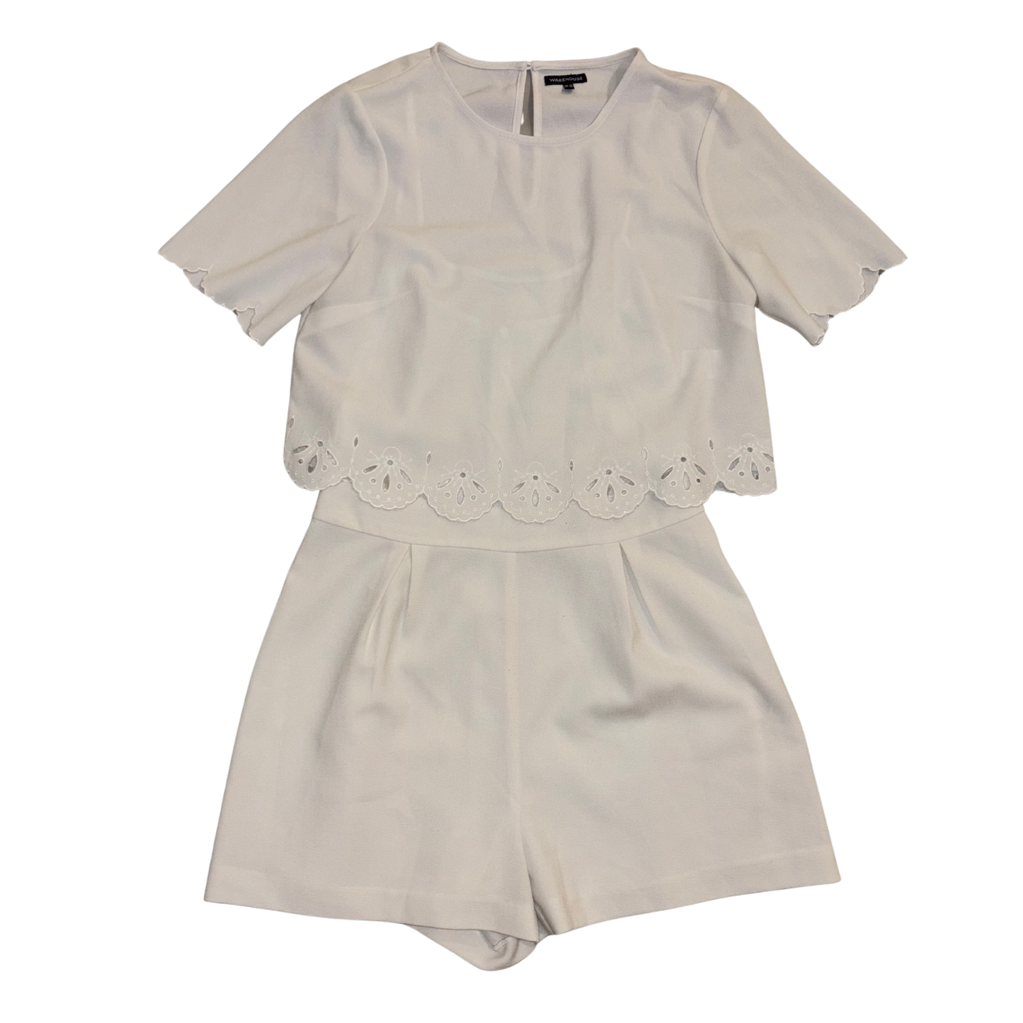 White Scallop Trim Playsuit