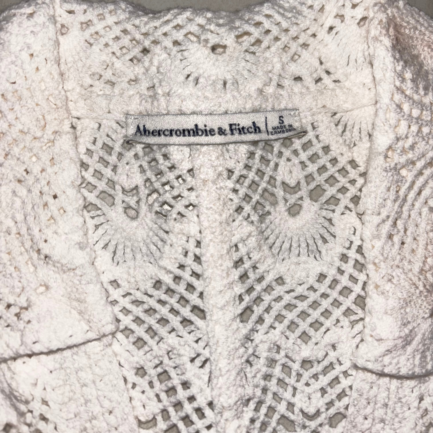 Abercrombie & Fitch White Crochet Button Up Top