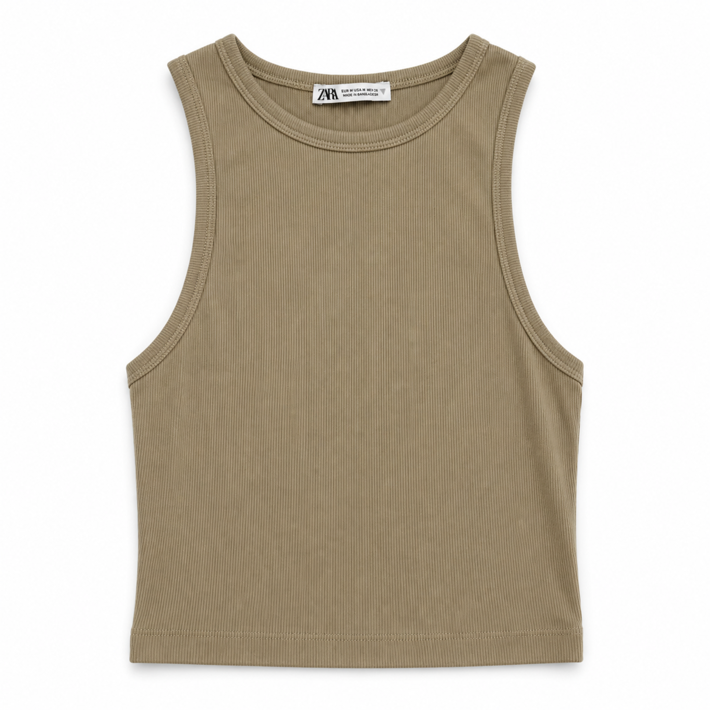 Zara Beige Ribbed Halterneck Crop Top