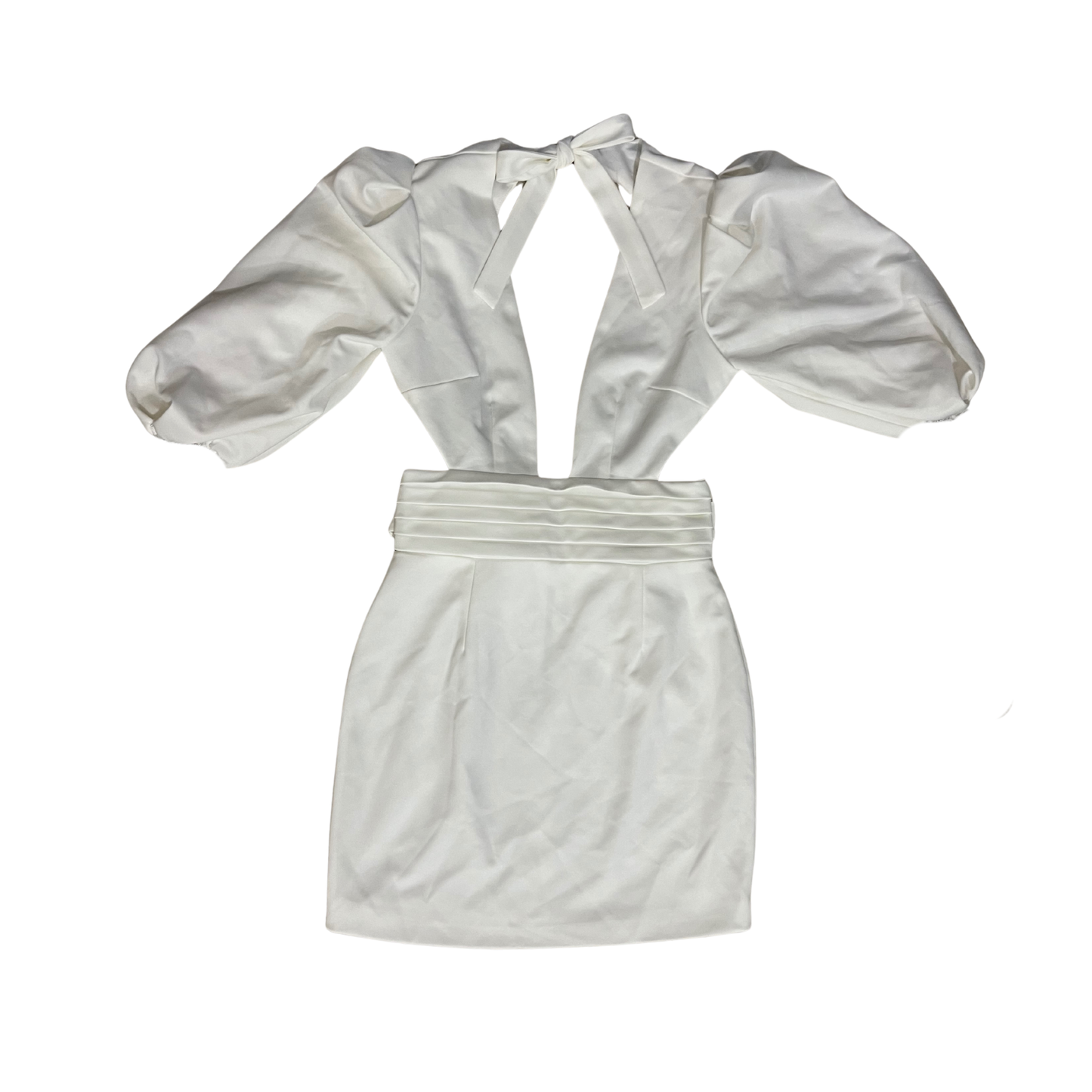 White Bubble Sleeve Mini Dress