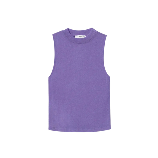 Mango Purple Mesh Sheer Top