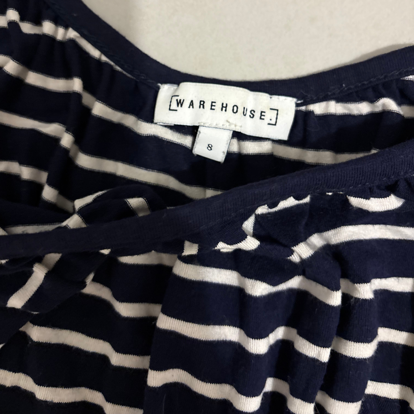 Warehouse Blue Striped Floaty Dress