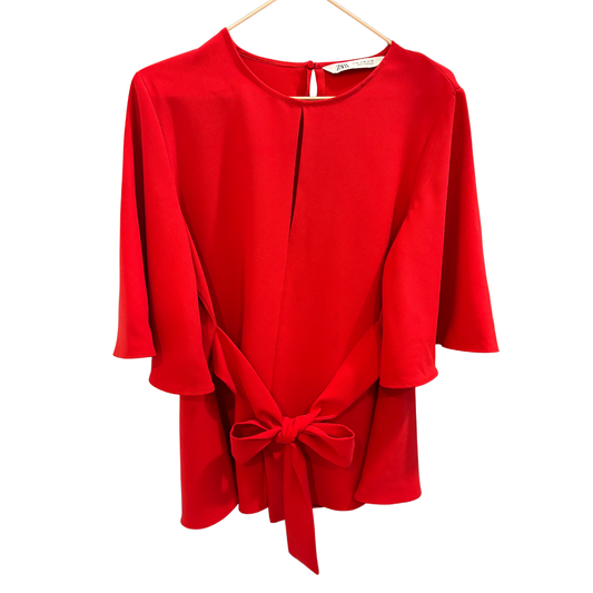 Zara Red Tie Waist Top