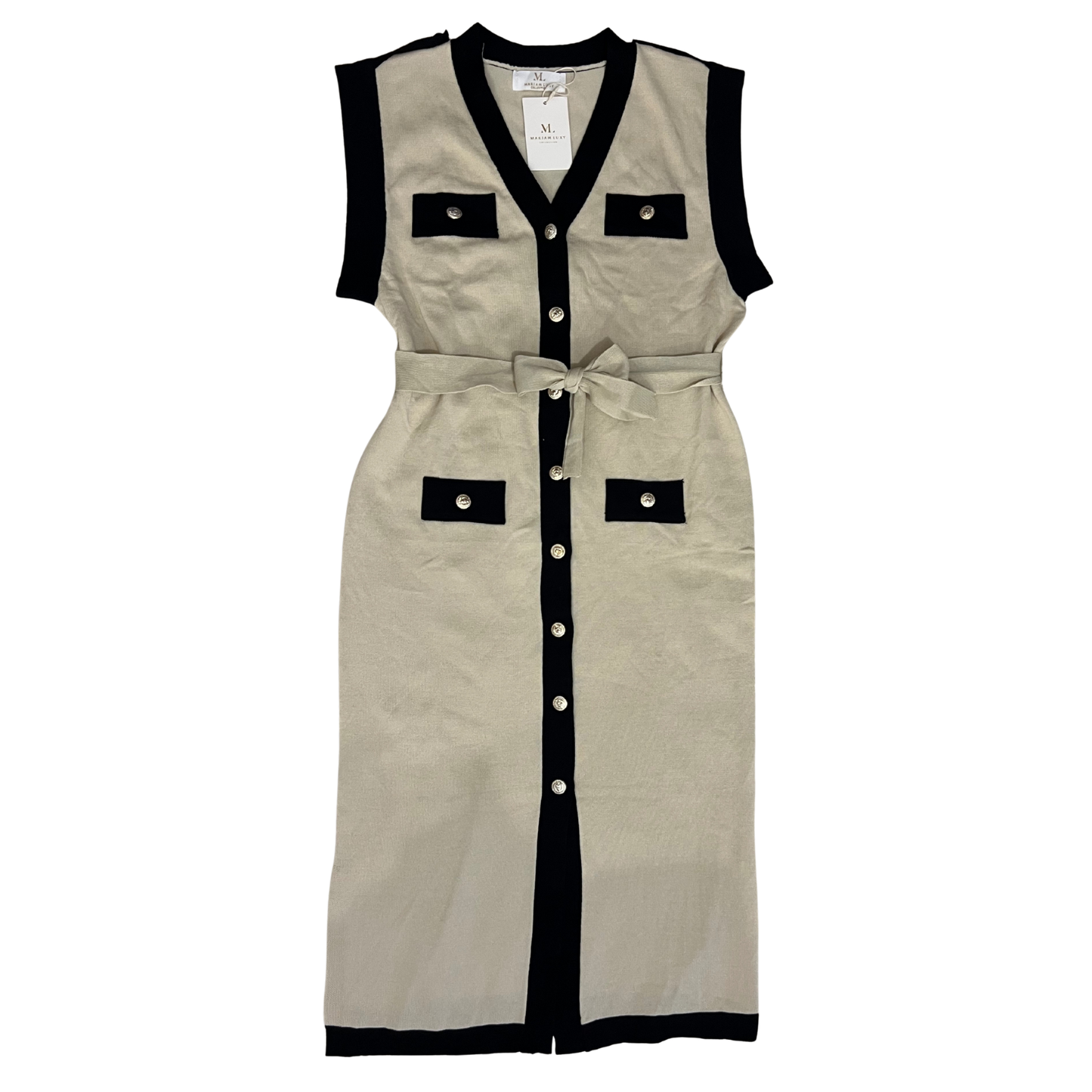 Beige Sleeveless Knitted Maxi Dress
