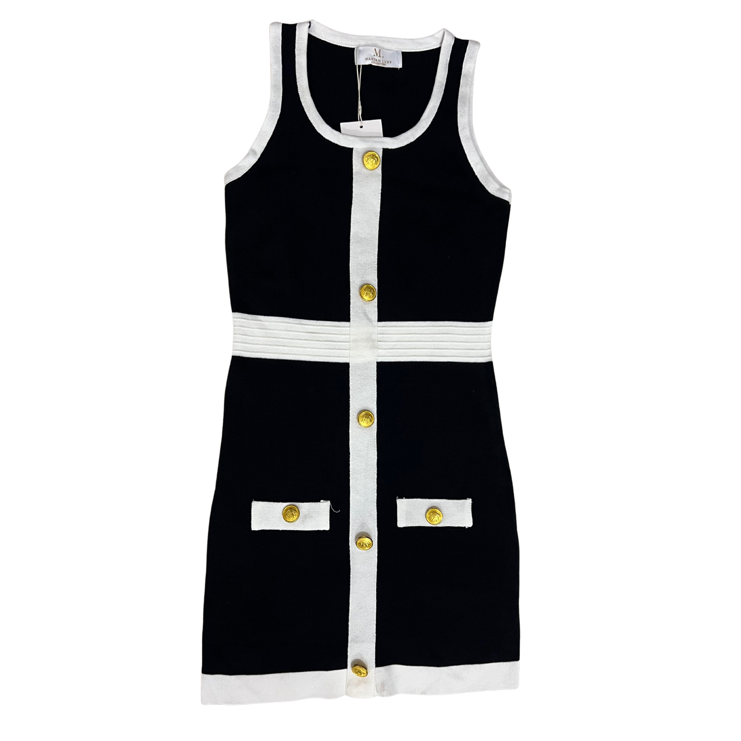 Black & White Sleeveless Knit Mini Dress