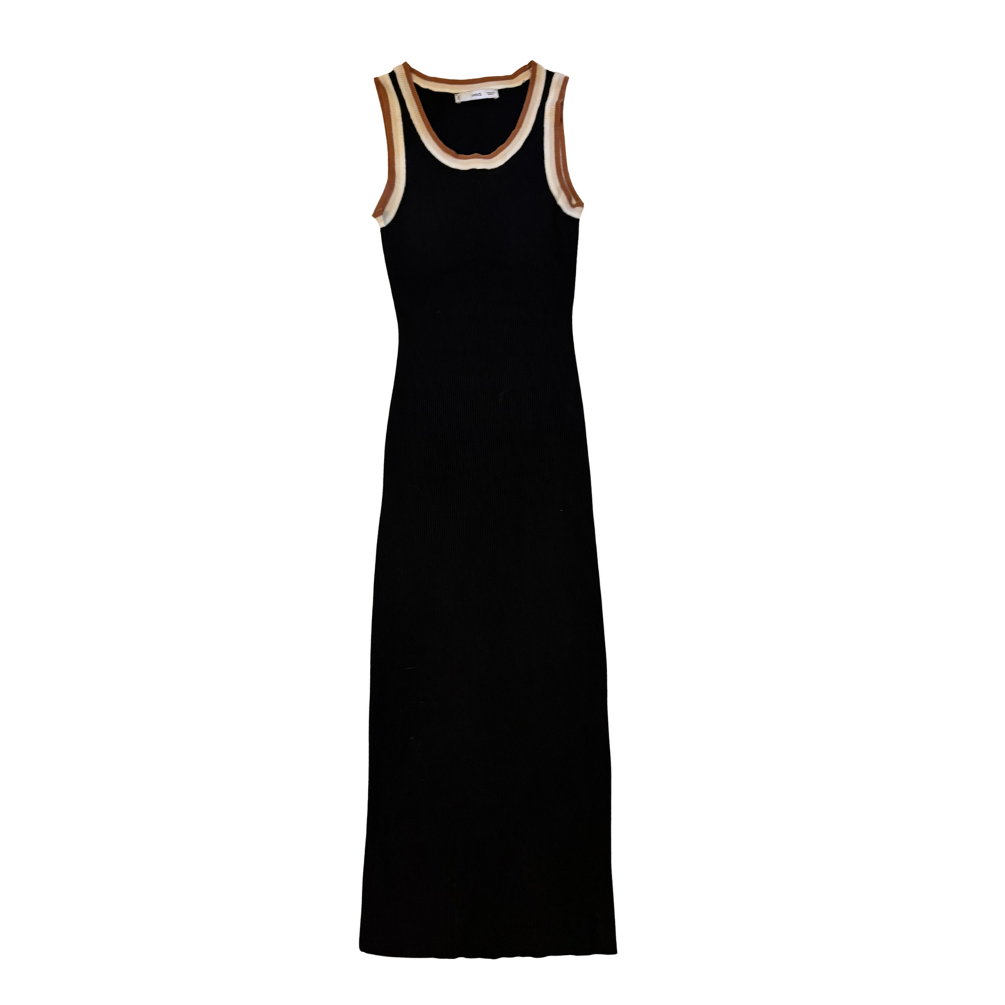 Mango Black Ribbed Maxi Dress