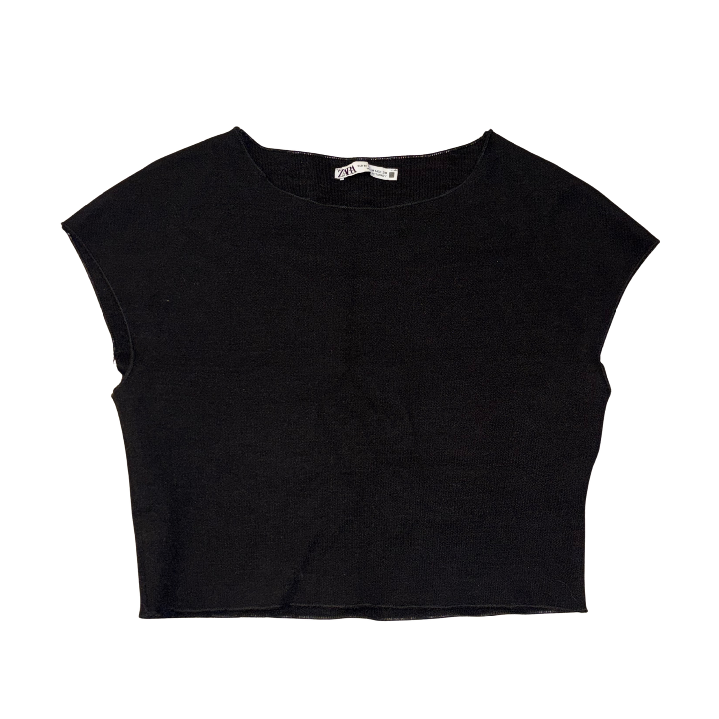 Zara Black Sleeveless Ribbed Crop Top