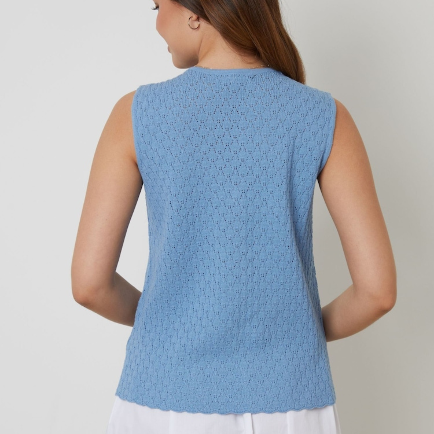 Threadbare Blue Crochet Waistcoast