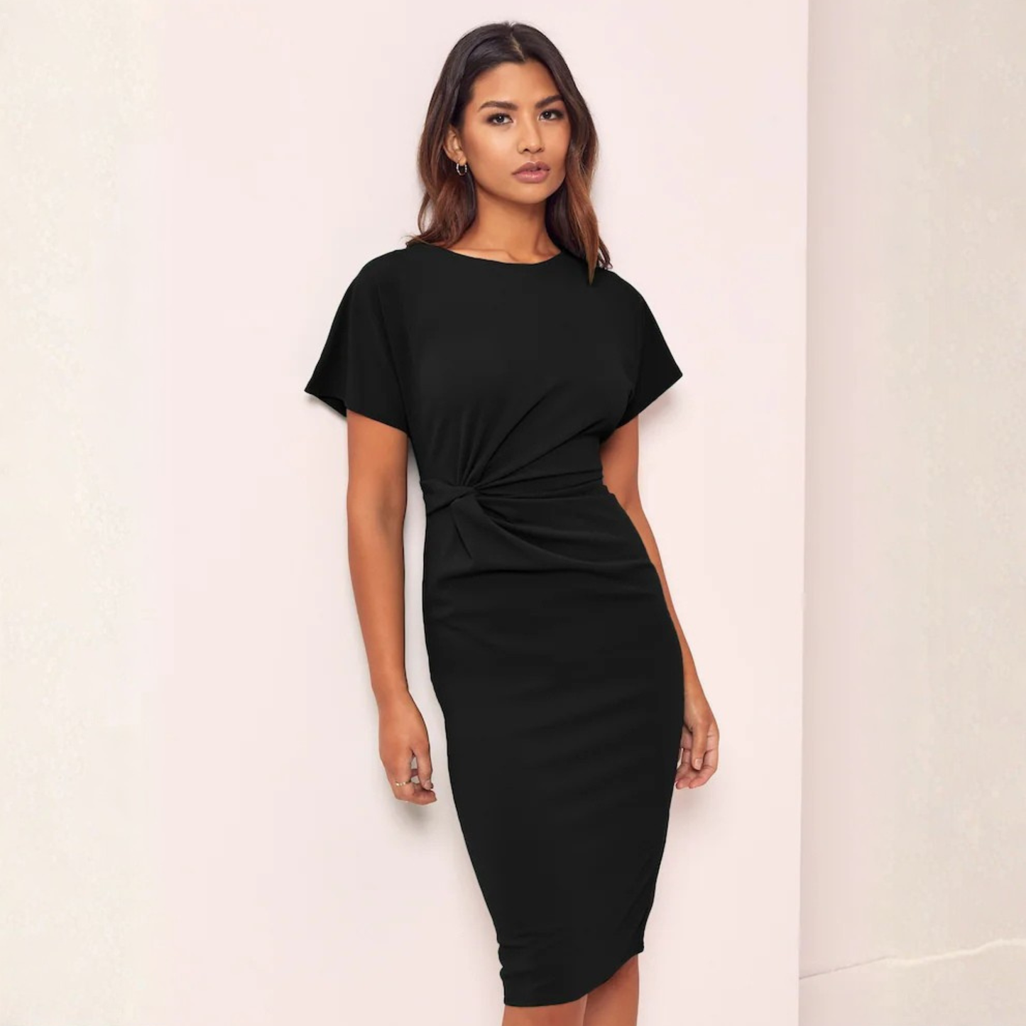 Lipsy Black Twist Side Midi Dress