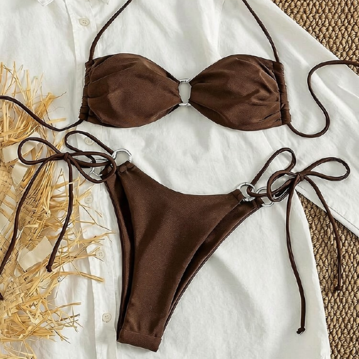 Brown Sparkly O-Ring Bikini