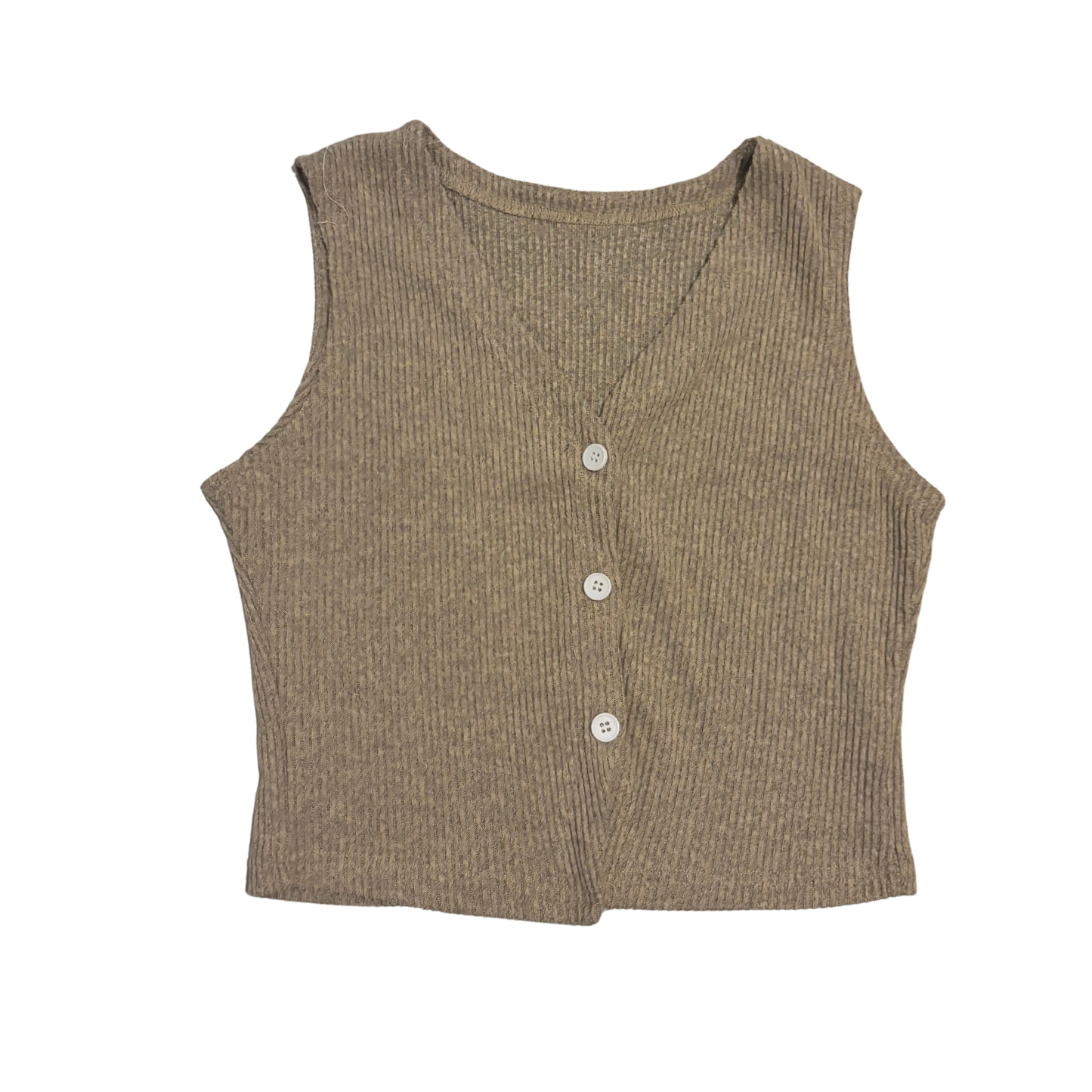 Taupe Knitted Button Up Top