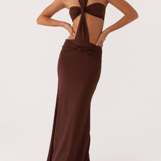 Peppermayo Elinor Maxi Dress in Chocolate
