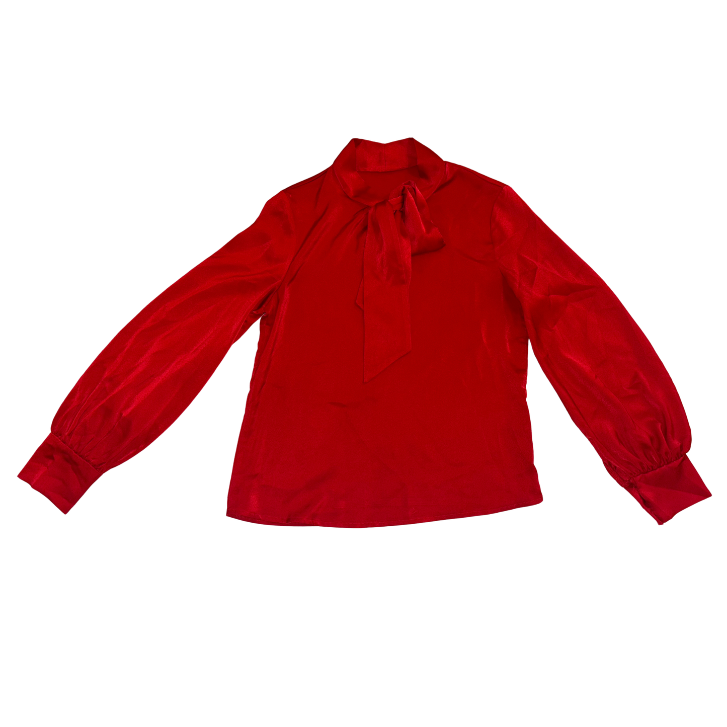 Red Long Sleeve Bow Tie Top