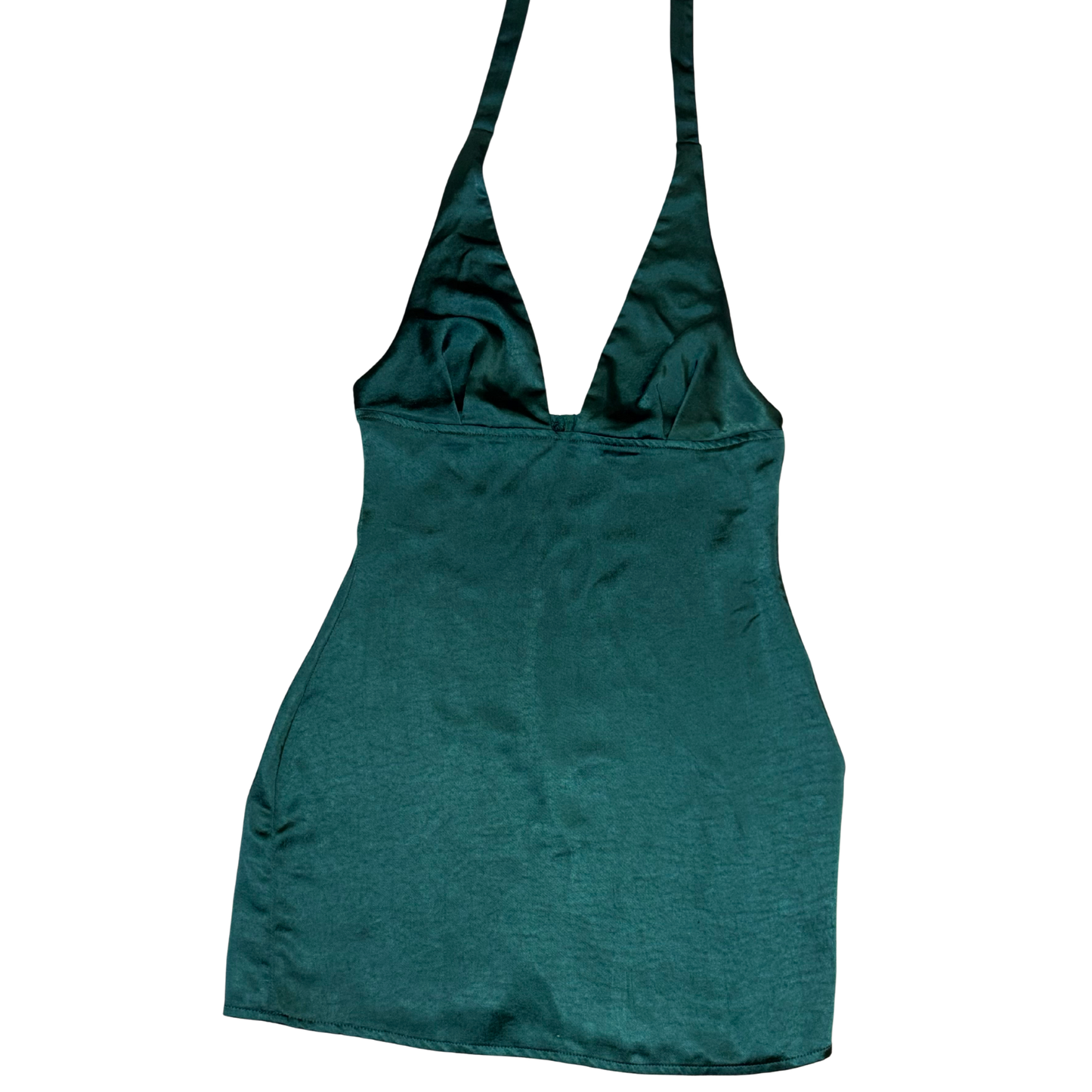 Motel ‘Coda’ Green Satin Halterneck Mini Dress
