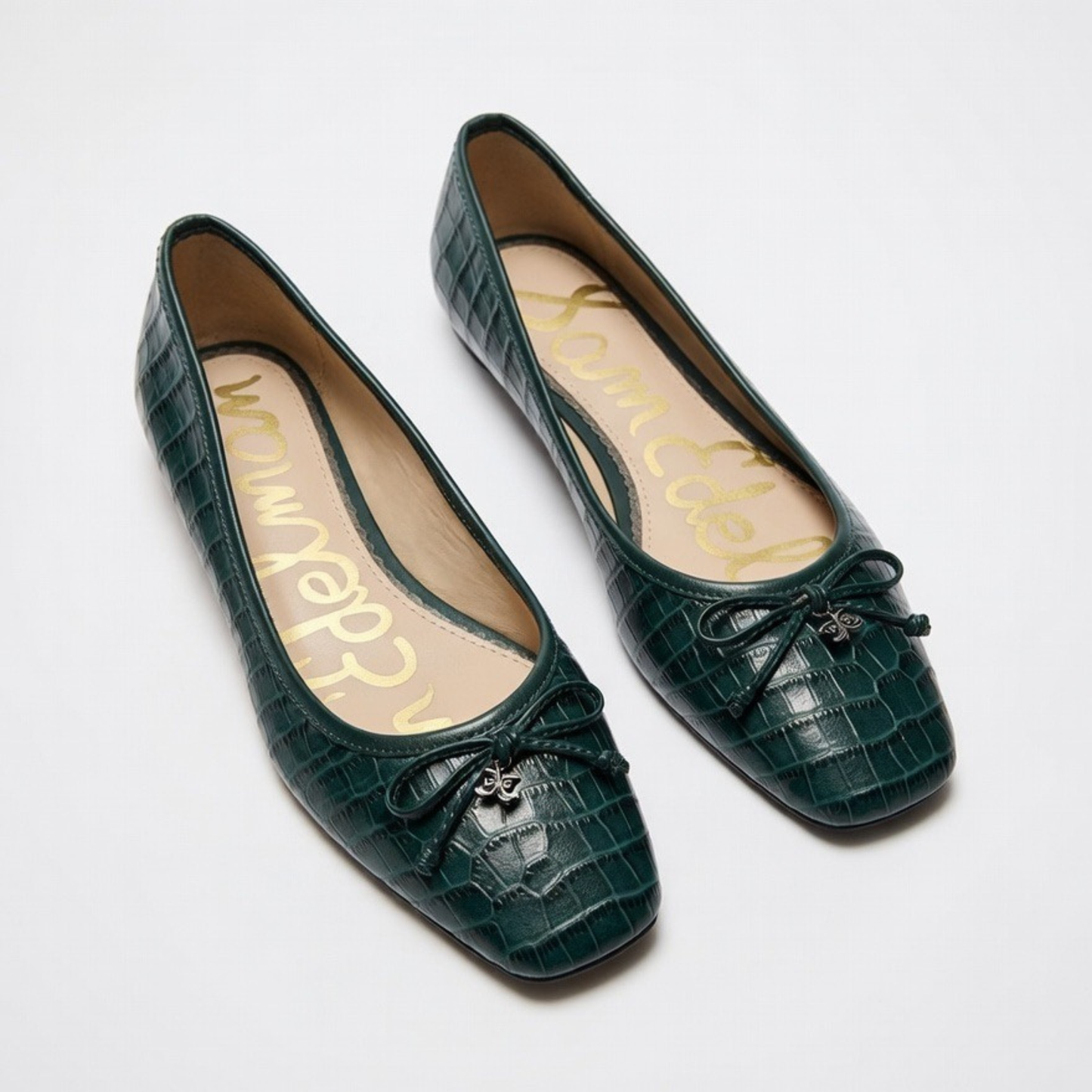 Sam Edelman Green Croc Ballet Flats