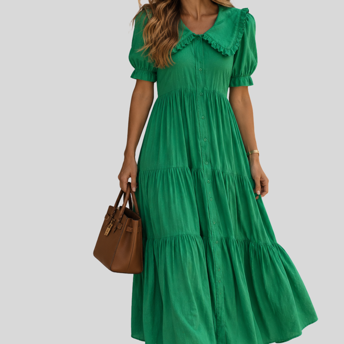 'Reserved' Green Short Sleeve Maxi Dress