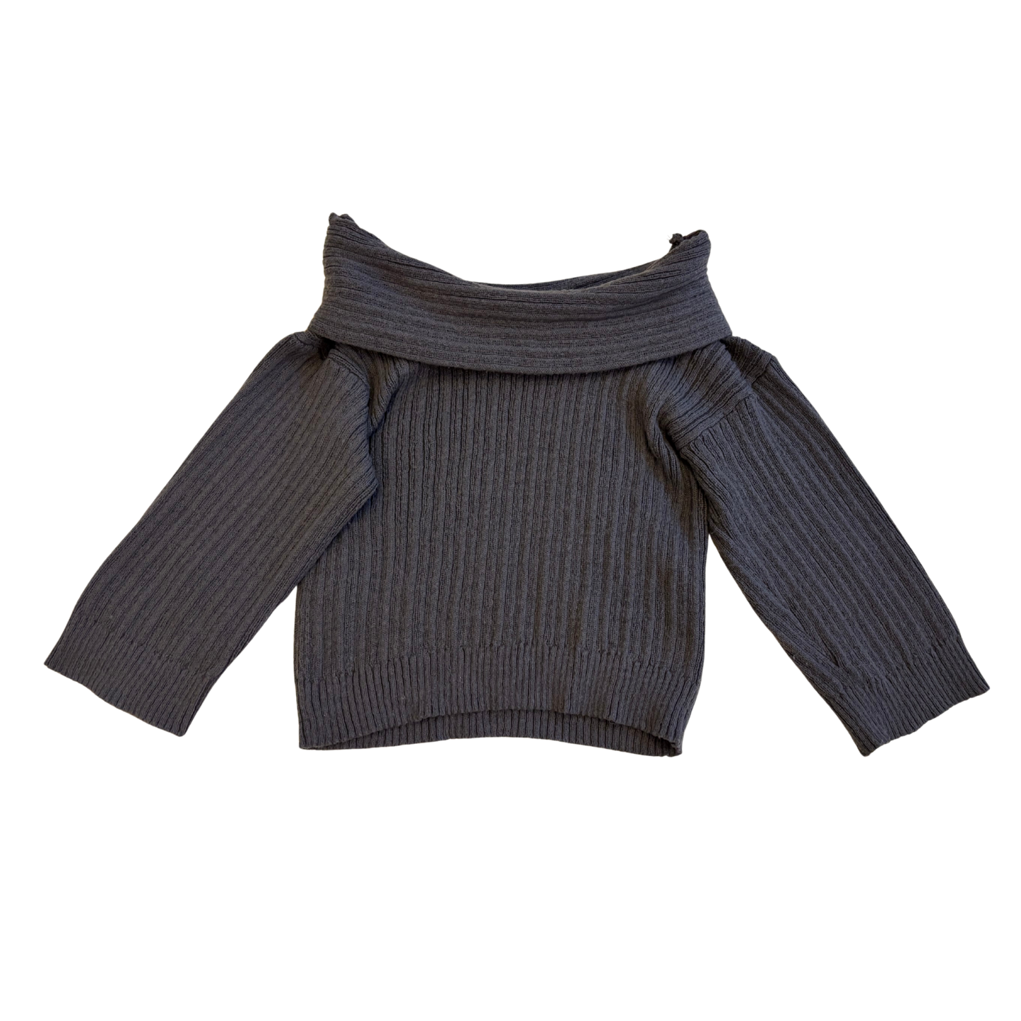 Off Shoulder Grey Knit Jumper