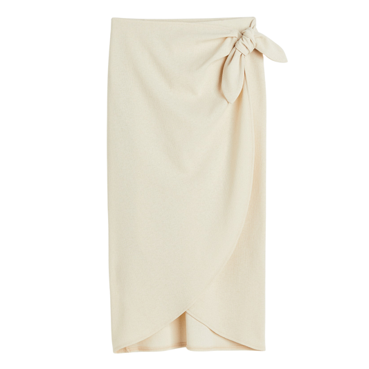 H&M Cream Tie Side Midi Skirt
