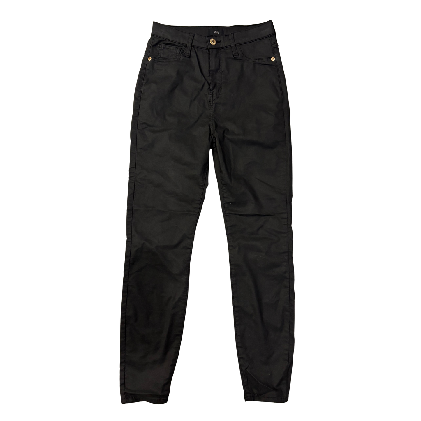 River Island Black Leather Skinny Jeans