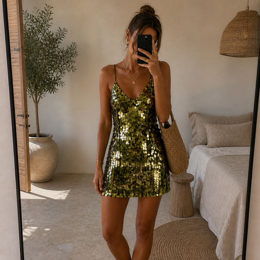 Superdry Green Sequin Mini Dress