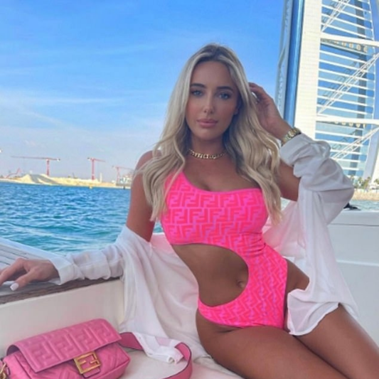 Fendi Pink Monogram Cut Out Swimsuit