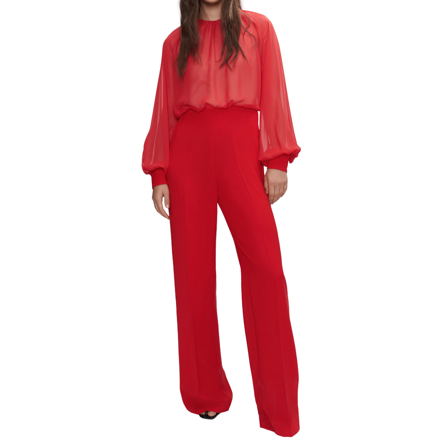 Mango Red Chiffon Jumpsuit