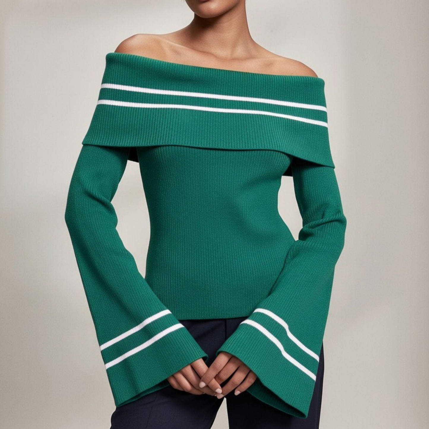 Vero Moda Green Ribbed Jumper