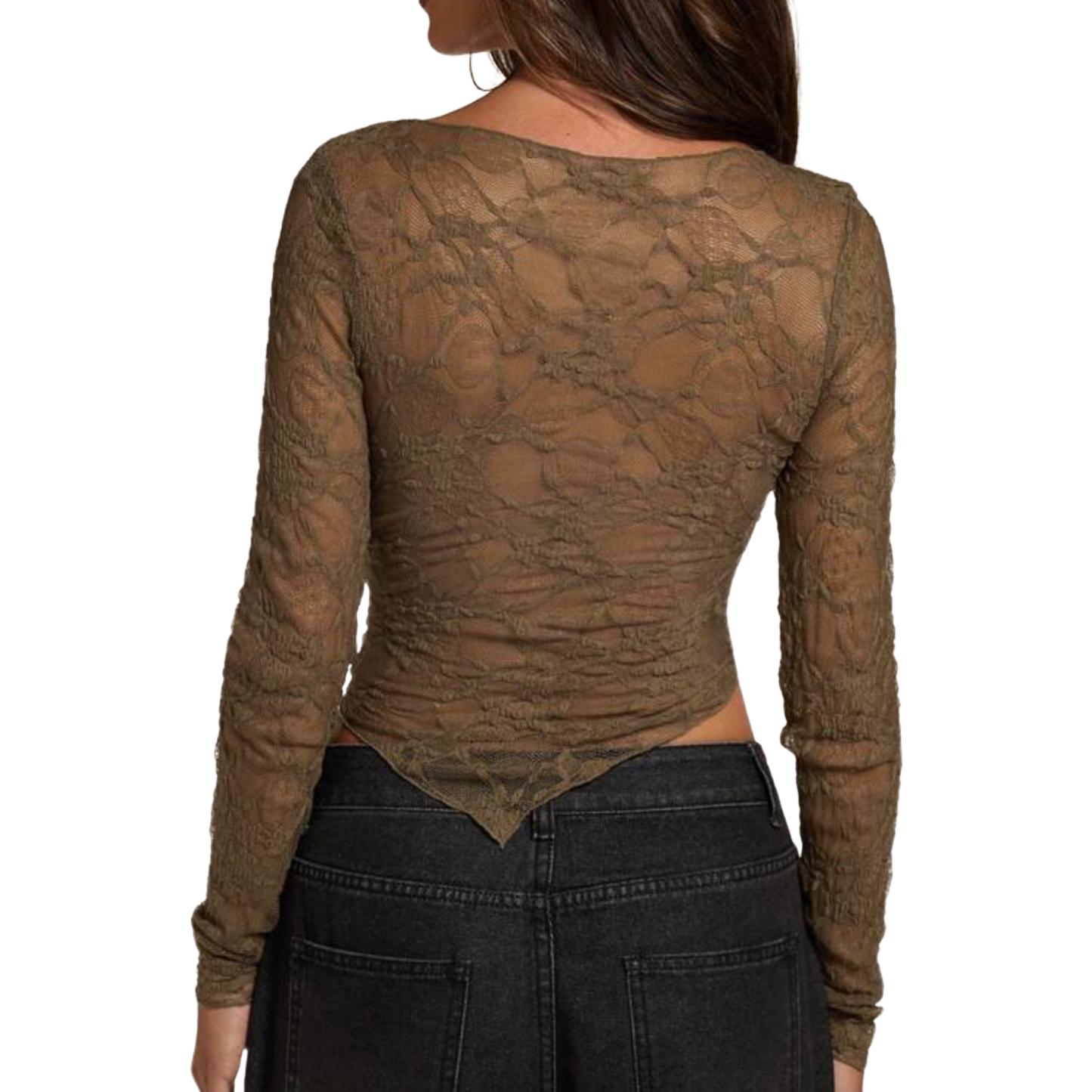 Green Lace Long Sleeve Top