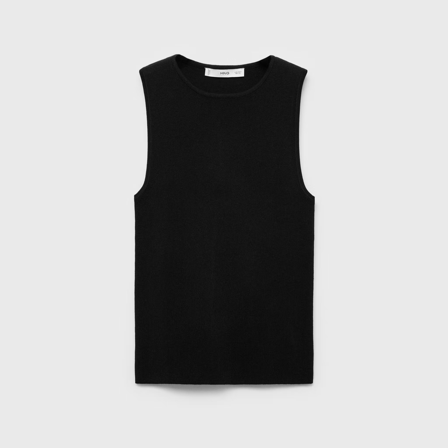 Mango Black Ribbed Sleeveless Top