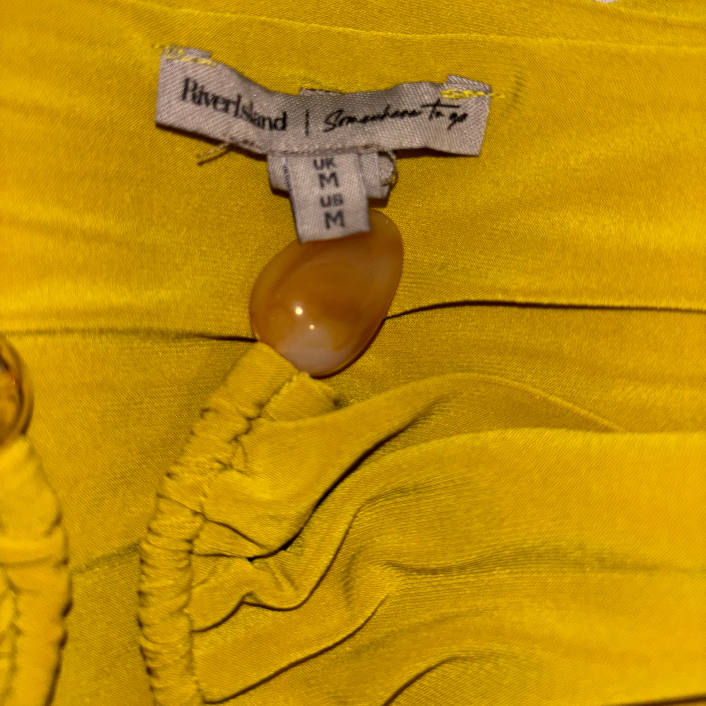 River Island Yellow Twist Shoulder Top