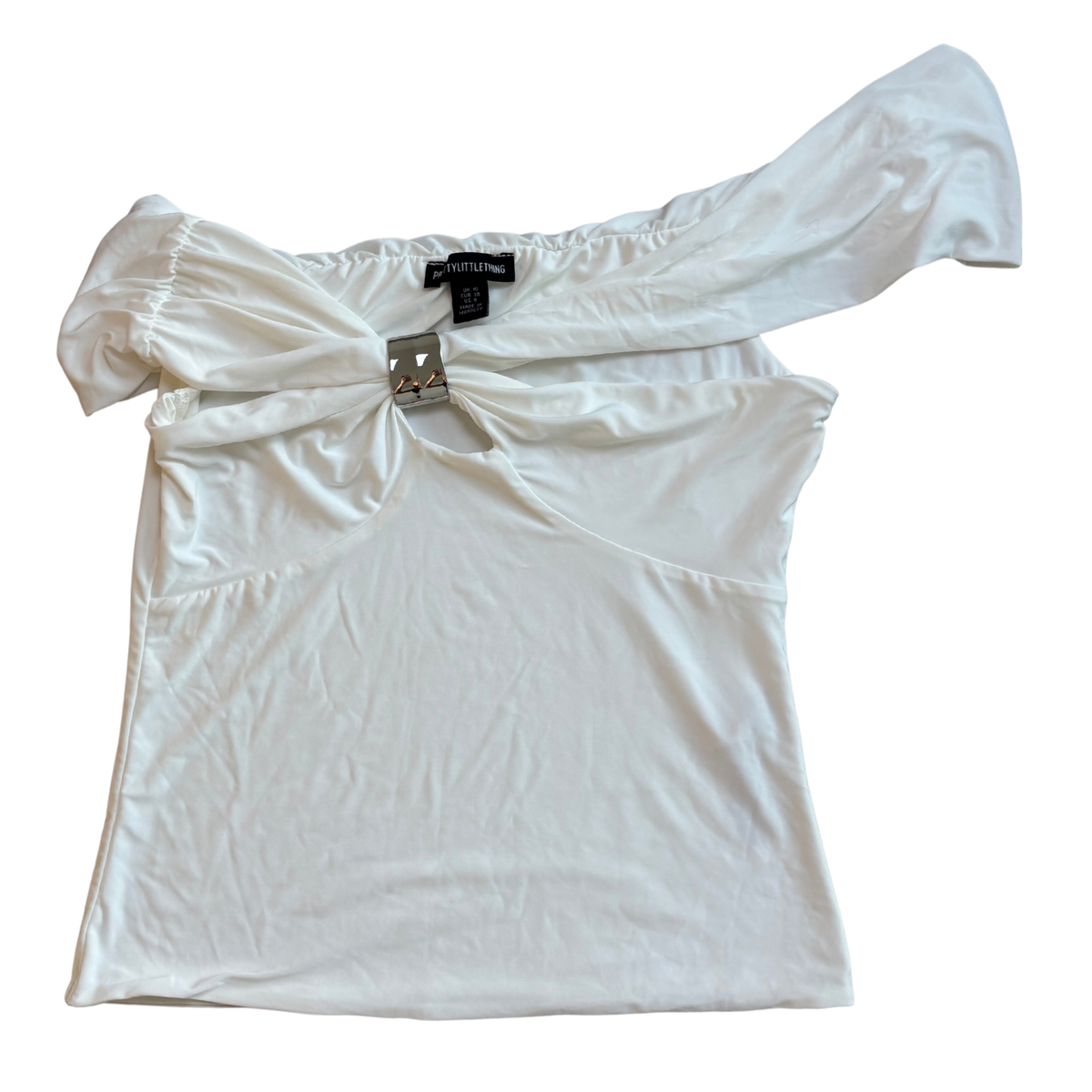 PLT White Slinky Off Shoulder Top