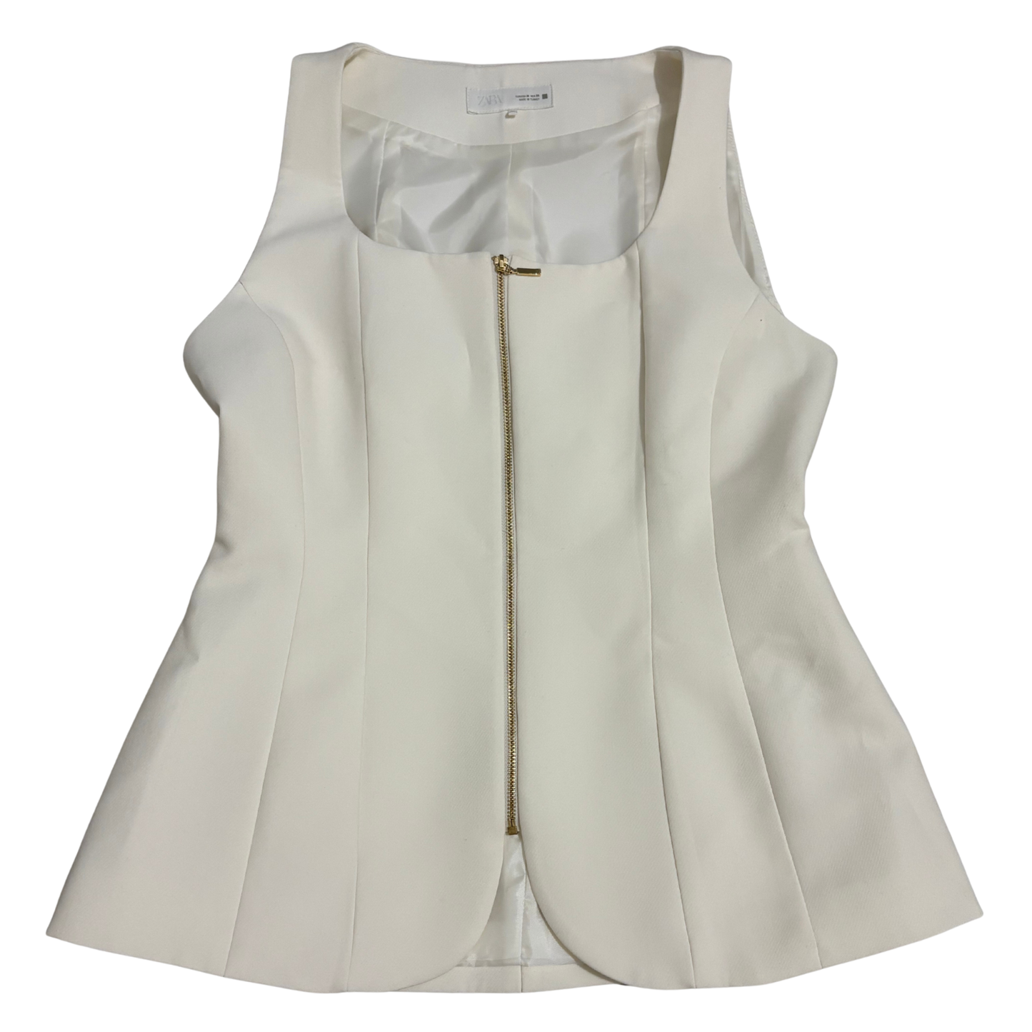 Zara White Zip-Up Waistcoat