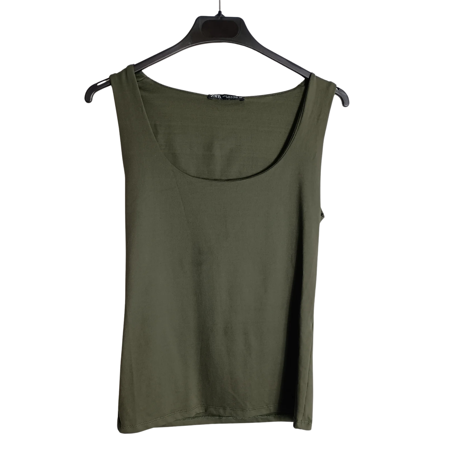 Zara Khaki Green Sleeveless Slinky Top