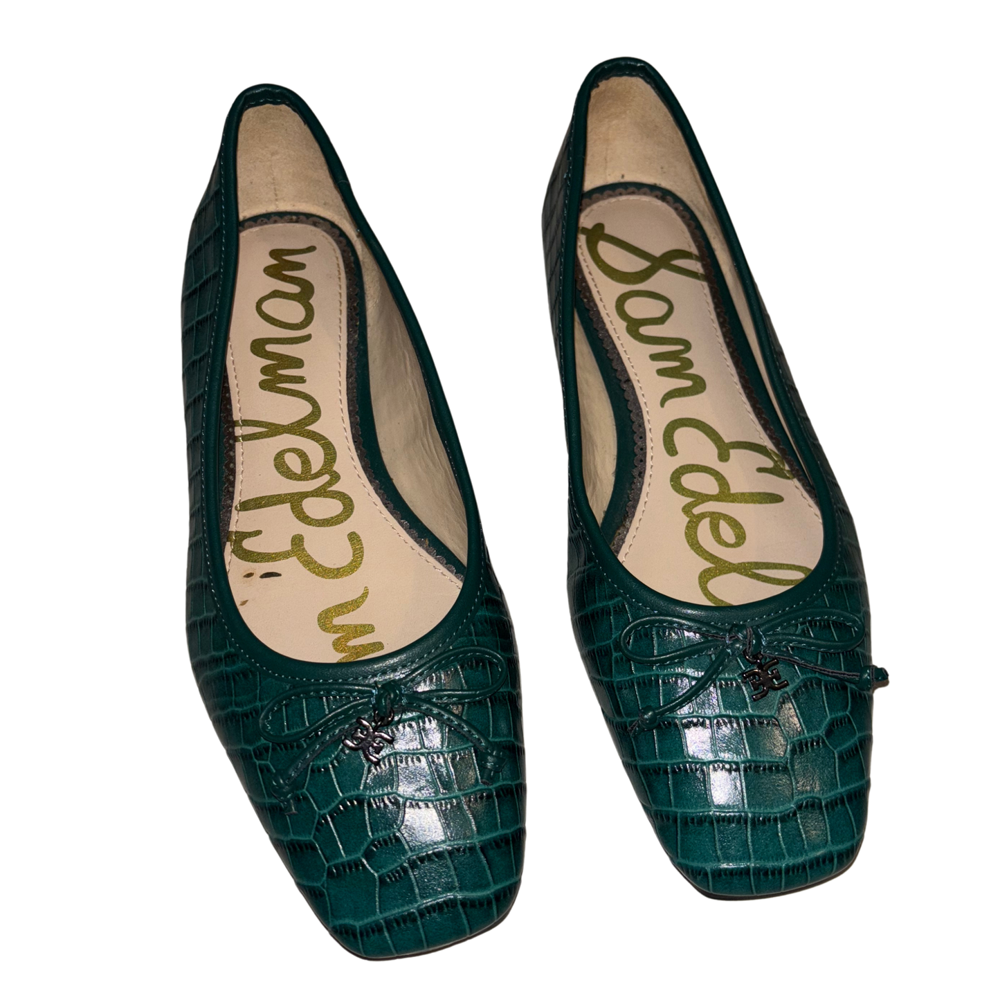 Sam Edelman Green Croc Ballet Flats