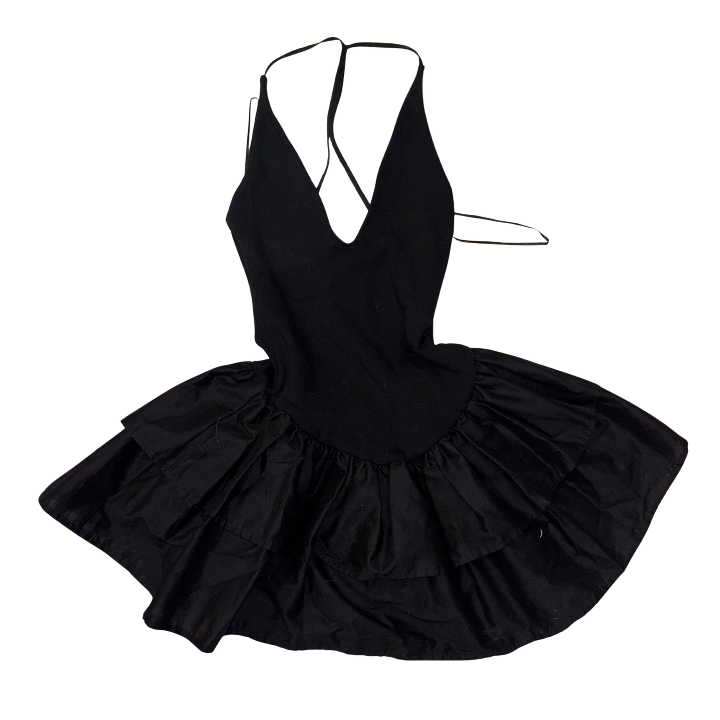 Zara Black V-Neck Layered Mini Dress