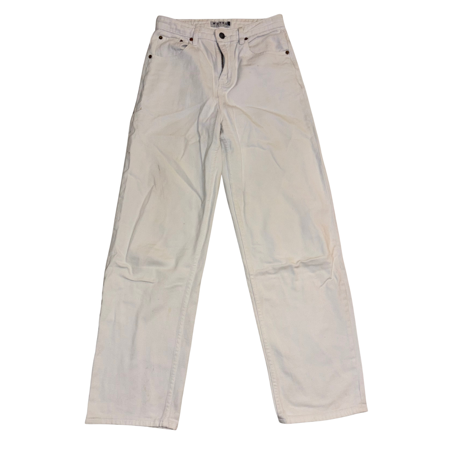 Motel White Denim Wide Leg Jeans