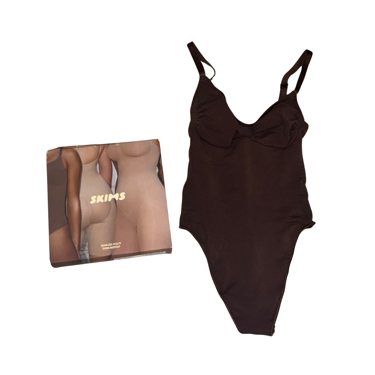 Skims Brown Seamless Sculpt Thong Bodysuit