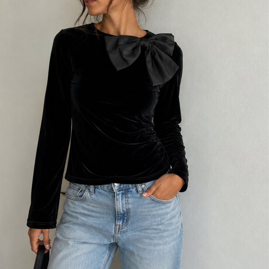 GWD Black Velvet Bow Top