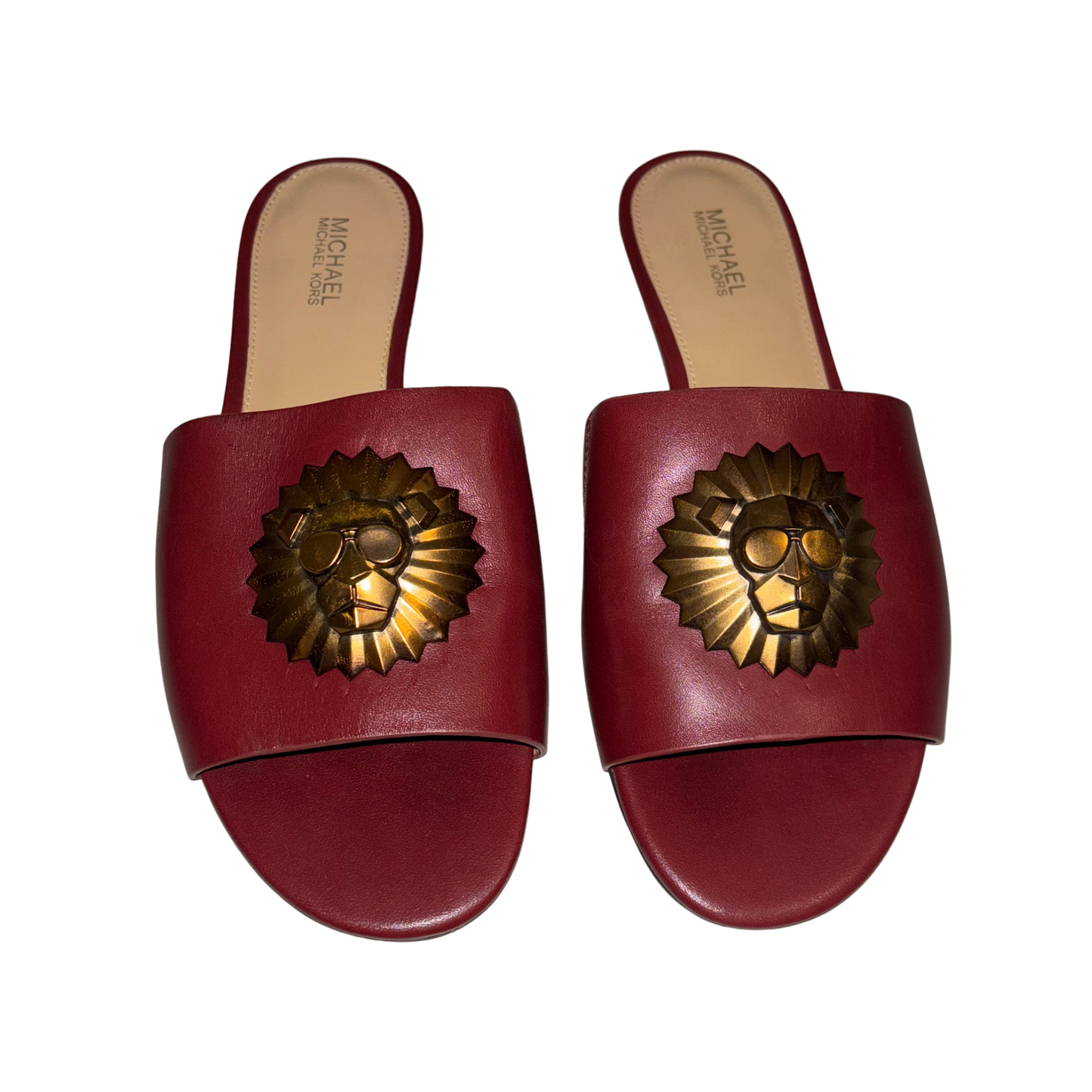 Michael Kors Burgundy Lion Emblem Flats
