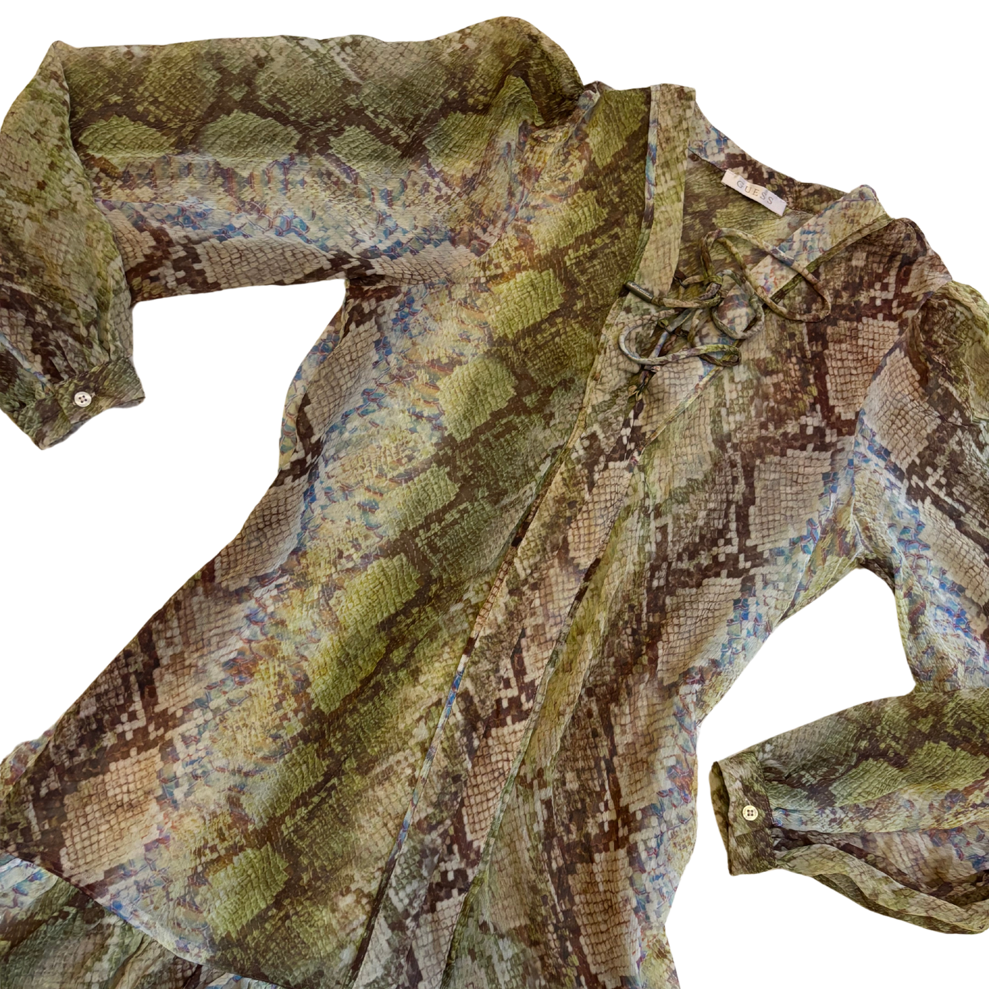 Guess Snake Print Sheer Mini Dress