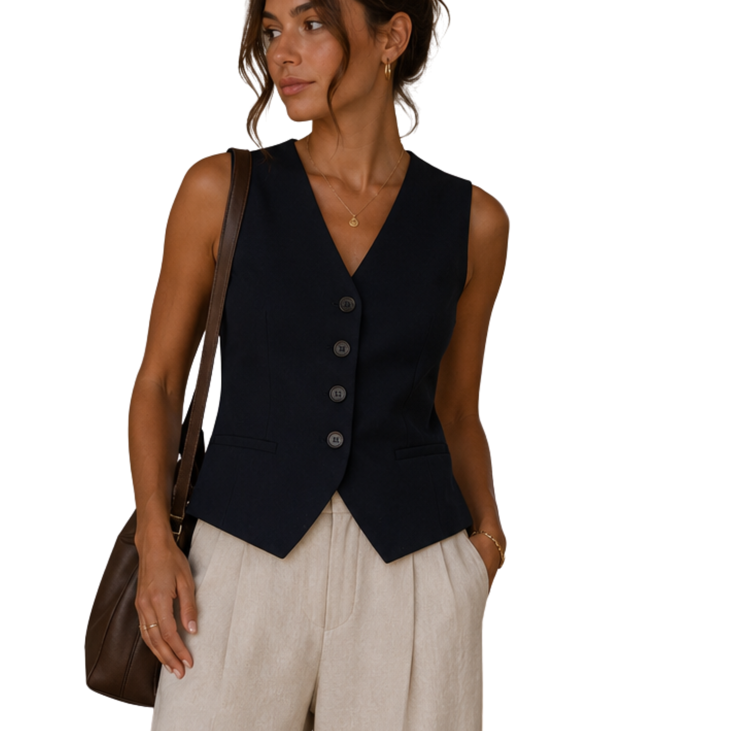 Zara Navy Button-Up Waistcoat