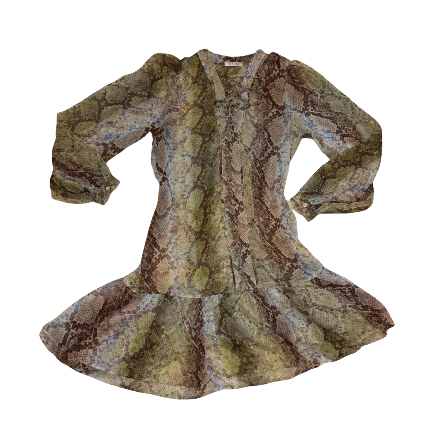 Guess Snake Print Sheer Mini Dress